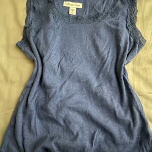 Coldwater Creek Charcoal Lace Accent Top